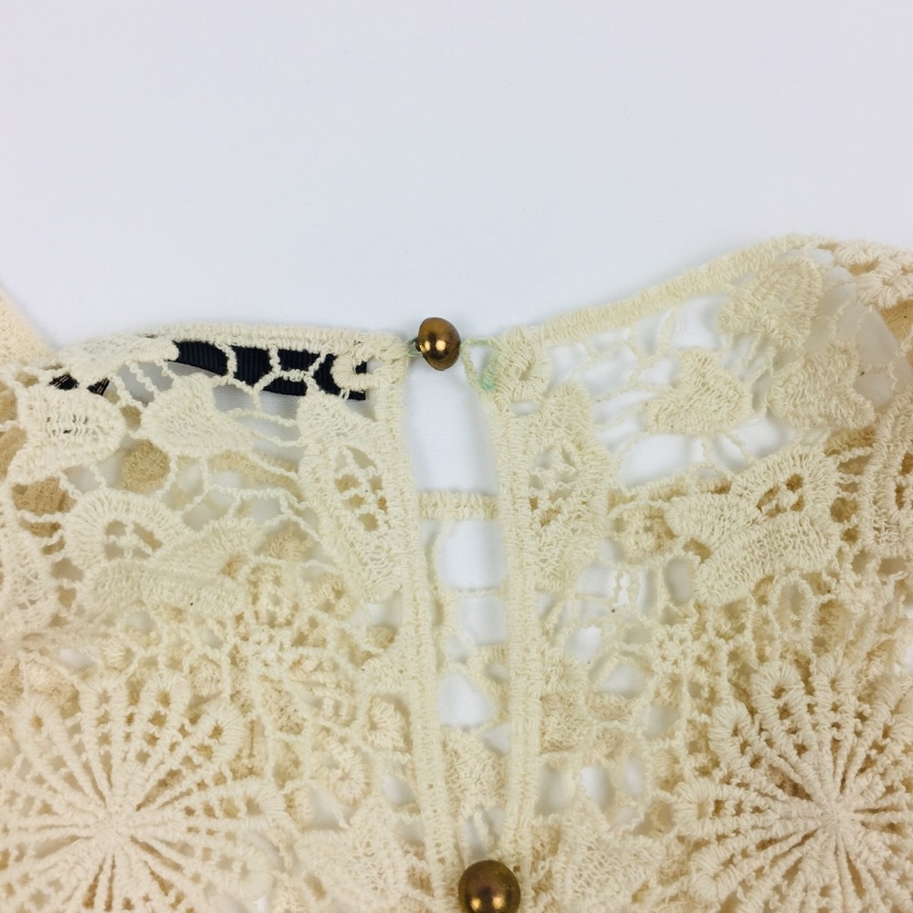 Anthropologie Western Crochet Ivory Embroidery Top Coquette Boho Y2K 90s Dulcie - Picture 9 of 9
